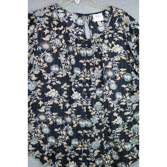 Knox Rose Button Down Blouse-1/2 Balloon Sleeves-Size XL-Gold Metallics - Picture 2 of 7